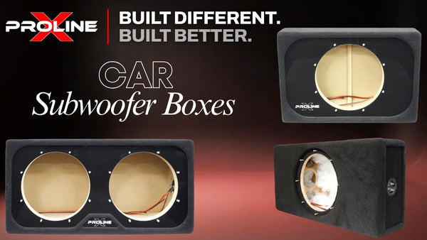 Car subwoofer enclosure with American flag design on a gray background