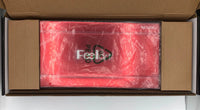 Red product in a cardboard box with 'Feelfree' branding.