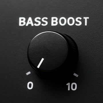 A descriptive prompt for an AI image generator, related to the surrounding text. Alt: Bass boost knob on car amplifier close-up showing a small dial.