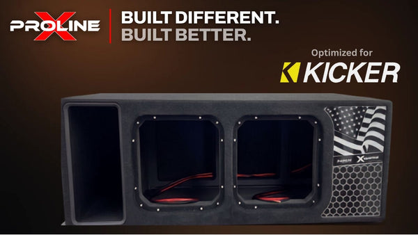 Proline X subwoofer enclosures built for Kicker subwoofers.