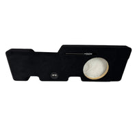 2024-2026 Ford F-150, F-250 and F-350 behind-seat subwoofer enclosure, front view with the 10-inch cutout and terminal cup, shown before the Alpine RS-W10D4 is installed