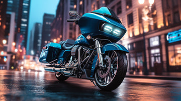 Harley-Davidson Road Glide motorcycle outfitted with a state-of-the-art Arc Audio system