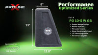 Proline X PO 10-S W GB10 sealed wedge, side profile with recessed terminal cup, 12.8 inch base, 13 inches tall.