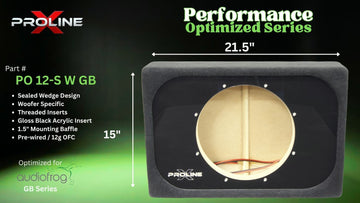 Proline X PO 12-S W GB12 sealed wedge, front baffle with gloss black insert and pre-wired leads, 21.5 by 15 inches.