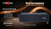Proline X PO 15-S DF GUS sealed down-fire enclosure, 30 inches wide by 8.25 inches tall, feet add 1.75 inches. Optimized for ResoNix GUS.