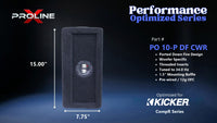 Proline X PO 10-P DF CWR ported down fire enclosure, end panel with recessed terminal cup, 15.00 by 7.75 inches.