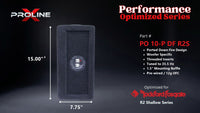 Proline X PO 10-P DF R2S ported down fire enclosure, end panel with recessed terminal cup, 15.00 by 7.75 inches.