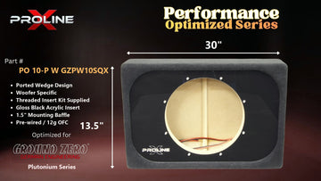 Proline X PO 10-P W GZPW10SQX ported wedge, front baffle with gloss black insert and pre-wired leads, 30 by 13.5 inches.