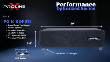 Proline X PO 10-S DF GT2 sealed down fire enclosure, front panel on 1.75 inch feet, 30 by 6.4 inches.