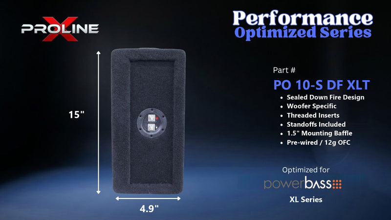 Proline X PO 10-S DF XLT sealed down fire enclosure, end panel with recessed terminal cup, 15 by 4.9 inches.