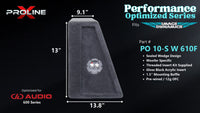 Proline X PO 10-S W 610F sealed wedge, side profile with recessed terminal cup, 13.82 inch base, 13 inches tall.