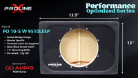Proline X PO 10-S W 9510LESP sealed wedge, front baffle with gloss black insert and pre-wired leads, 13.94 by 13 inches.
