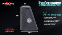 Proline X PO 10-S W GZHW25 sealed wedge, side profile with recessed terminal cup, 13.57 inch base, 13 inches tall.