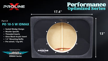 Proline X PO 10-S W IDMAX sealed wedge, front baffle with gloss black insert and pre-wired leads, 17.4 by 13 inches.