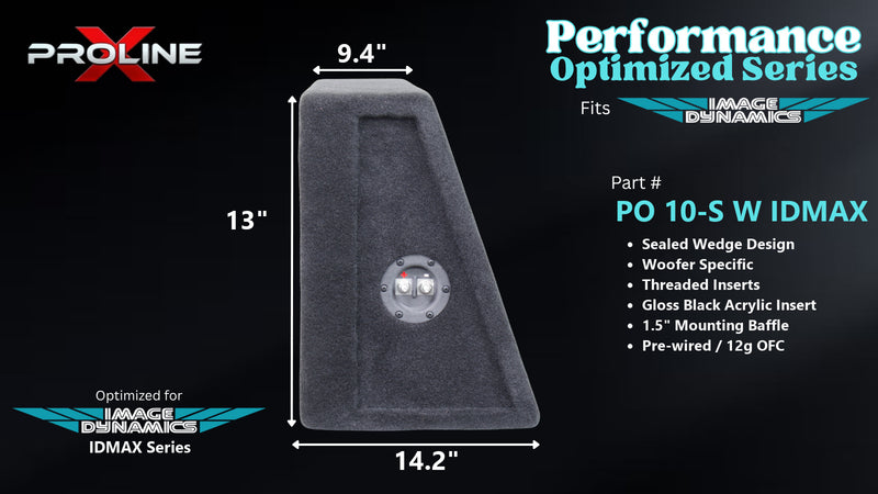 Proline X PO 10-S W IDMAX sealed wedge, side profile with recessed terminal cup, 14.2 inch base, 13 inches tall.