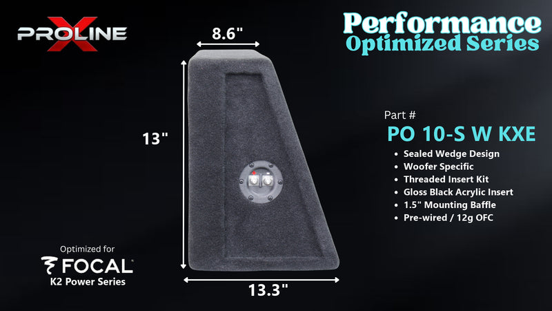 Proline X PO 10-S W KXE sealed wedge, side profile with recessed terminal cup, 13.3 inch base, 13 inches tall.
