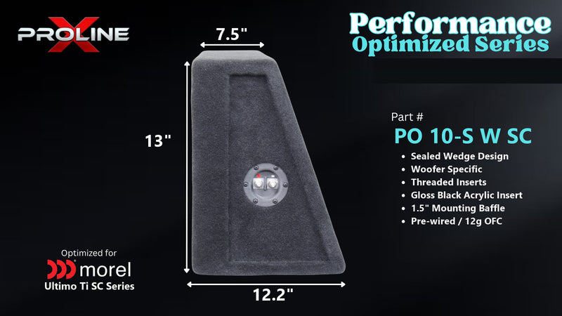 Proline X PO 10-S W SC sealed wedge, side profile with recessed terminal cup, 12.2 inch base, 13 inches tall.