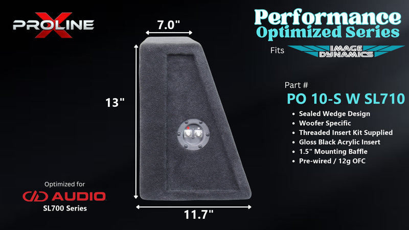 Proline X PO 10-S W SL710 sealed wedge, side profile with recessed terminal cup, 11.70 inch base, 13 inches tall.