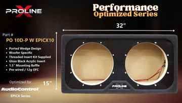 Proline X PO 10D-P W EPICX10 dual ported wedge, front baffle with gloss black insert, 32 by 15 inches.