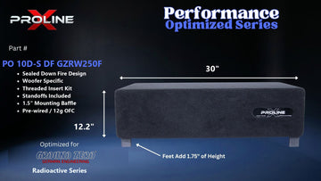 Proline X PO 10D-S DF GZRW250F sealed down fire enclosure, front panel on 1.75 inch feet, 30 by 12.2 inches.