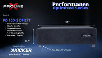 Proline X PO 10D-S DF L7T sealed down fire enclosure, front panel on 1.75 inch feet, 30 by 8.7 inches.