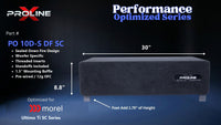 Proline X PO 10D-S DF SC sealed down fire enclosure, front panel on 1.75 inch feet, 30 by 8.8 inches.