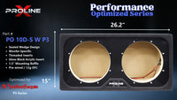 Proline X PO 10D-S W P3 sealed wedge, front baffle with gloss black insert and pre-wired leads, 26.2 by 15 inches.