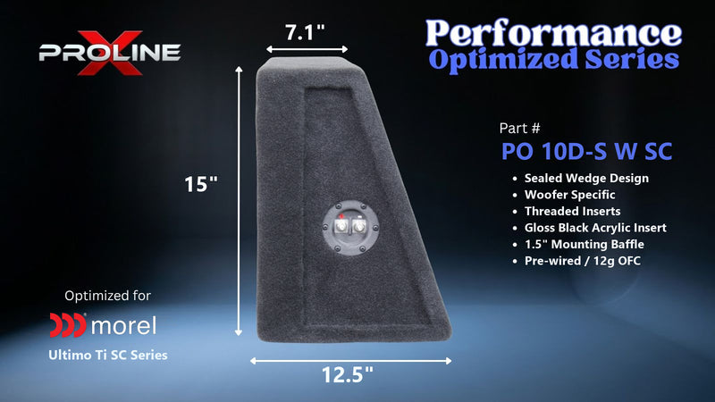Proline X PO 10D-S W SC sealed wedge, side profile with recessed terminal cup, 12.5 inch base, 15 inches tall.