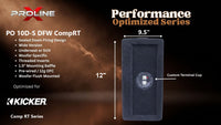 Proline X PO 10D-S DFW CompRT sealed down-fire wide enclosure, end panel with side-mounted terminal cup, 9.5 inches tall by 12 inches deep.