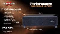 Proline X PO 10-S DFW CompRT sealed down-fire wide enclosure for the Kicker CompRT, 41 inches wide by 5.875 inches tall, feet add 1.75 inches of height.