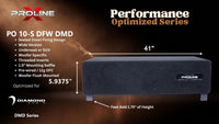 Proline X PO 10-S DFW DMD sealed down-fire wide enclosure for the Diamond Audio DMD-SH, 41 inches wide by 5.9375 inches tall, feet add 1.75 inches of height.