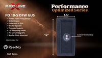 Proline X PO 10-S DFW GUS sealed down-fire wide enclosure, end panel with side-mounted terminal cup, 5.5 inches tall by 12 inches deep.