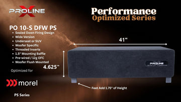 Proline X PO 10-S DFW PS sealed down-fire wide enclosure for the Morel Ultimo PowerSlim PS104D, 41 inches wide by 4.625 inches tall, feet add 1.75 inches of height.