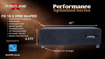 Proline X PO 10-S DFW thinPRO sealed down-fire wide enclosure for the Wavtech thinPRO10, 41 inches wide by 4.375 inches tall, feet add 1.75 inches of height.