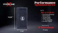 Proline X PO 12-P DF P1 ported down fire enclosure, end panel with recessed terminal cup, 18.00 by 7.75 inches.