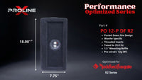 Proline X PO 12-P DF R2 ported down fire enclosure, end panel with recessed terminal cup, 18.00 by 7.75 inches.