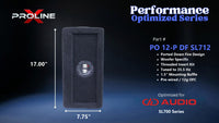 Proline X PO 12-P DF SL712 ported down fire enclosure, end panel with recessed terminal cup, 17.00 by 7.75 inches.