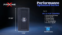 Proline X PO 12-P DF THINPRO ported down fire enclosure, end panel with recessed terminal cup, 17.50 by 7.75 inches.