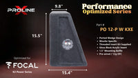 Proline X PO 12-P W KXE ported wedge, side profile with recessed terminal cup, 15.39 inch base, 15.5 inches tall.