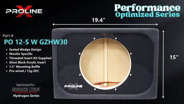 Proline X PO 12-S W GZHW30 sealed wedge, front baffle with gloss black insert and pre-wired leads, 19.45 by 15 inches.