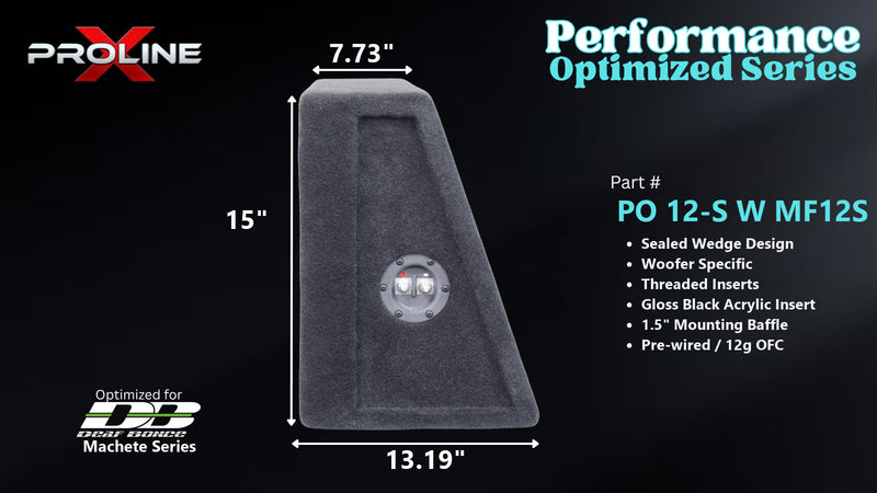 Proline X PO 12-S W MF12S sealed wedge, side profile with recessed terminal cup, 13.19 inch base, 15 inches tall.