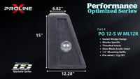 Proline X PO 12-S W ML12R sealed wedge, side profile with recessed terminal cup, 12.28 inch base, 15 inches tall.