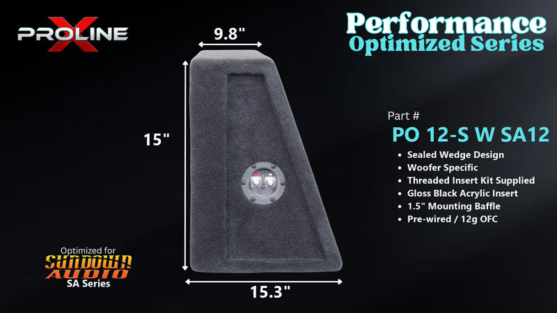Proline X PO 12-S W SA12 sealed wedge, side profile with recessed terminal cup, 15.30 inch base, 15 inches tall.