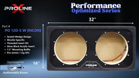 Proline X PO 12D-S W ENCORE sealed wedge, front baffle with gloss black insert and pre-wired leads, 32 by 16 inches.
