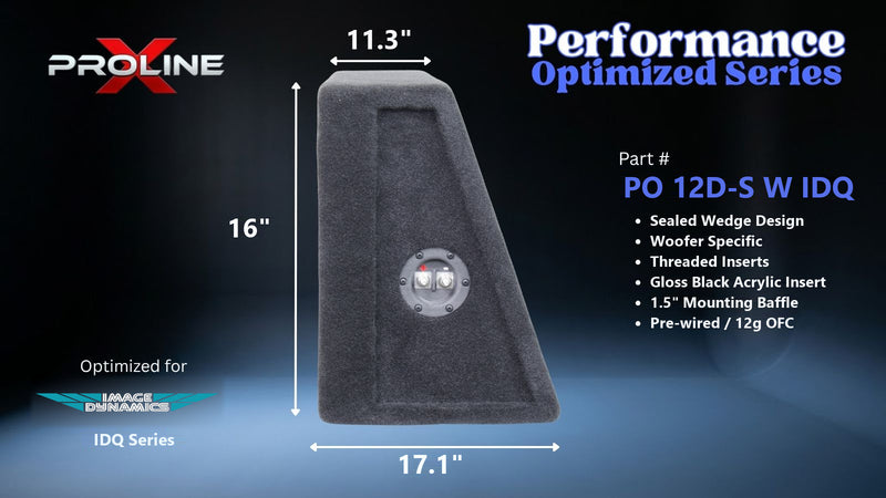 Proline X PO 12D-S W IDQ sealed wedge, side profile with recessed terminal cup, 17.1 inch base, 16 inches tall.