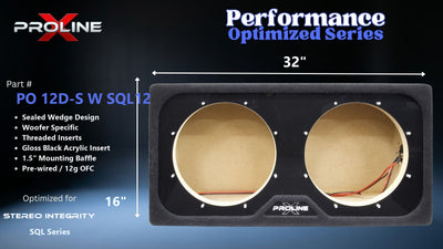 Proline X PO 12D-S W SQL12 sealed wedge, front baffle with gloss black insert and pre-wired leads, 32 by 16 inches.