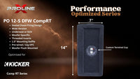 Proline X PO 12-S DFW CompRT sealed down-fire wide enclosure, end panel with side-mounted terminal cup, 7 inches tall by 14 inches deep.
