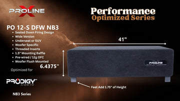 Proline X PO 12-S DFW NB3 sealed down-fire wide enclosure for the Prodigy NB3-12, 41 inches wide by 6.4375 inches tall, feet add 1.75 inches of height.