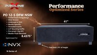 Proline X PO 12-S DFW NSW sealed down-fire wide enclosure for the NVX NSW12v3, 41 inches wide by 8.4375 inches tall, feet add 1.75 inches of height.