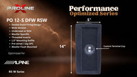 Proline X PO 12-S DFW RSW sealed down-fire wide enclosure, end panel with side-mounted terminal cup, 5 inches tall by 14 inches deep.